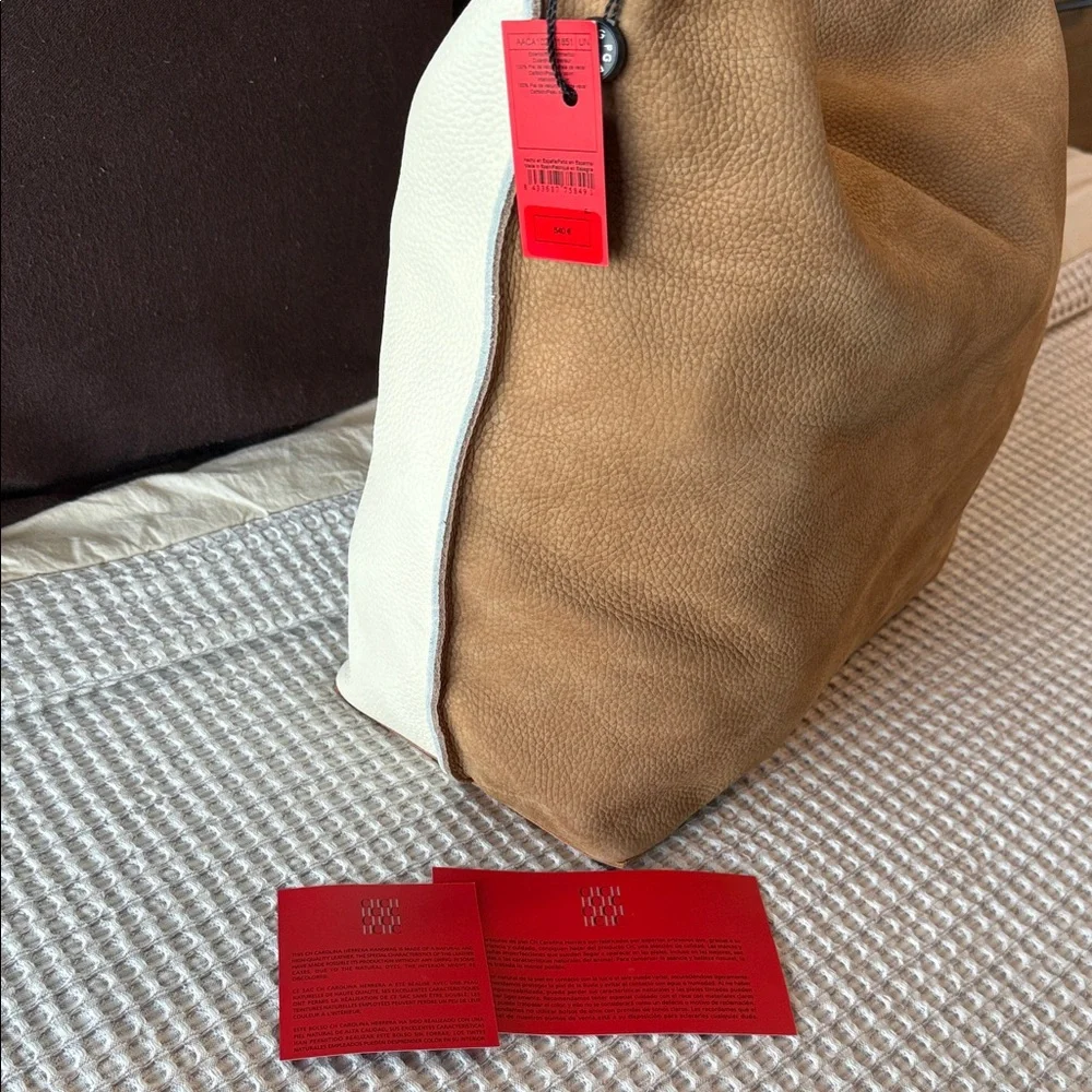 Carolina Herrera Delphine Ivory and Tan Hobo Bag - Picture 7 of 8